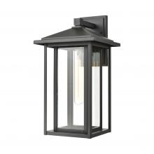 Lit Up Lighting LIT63190BK-CL - 15" Outdoor Wall Light in Black Finish with clear glass, 1xE26, Aluminium and Iron Frame